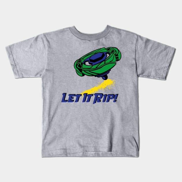 beyblade blue/green Kids T-Shirt by Lins-penseeltje